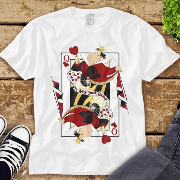 Disney Queen Of Hearts Playing Card Alice In Wonderland Unisex Tee Adult T-shirt - Picture 1 of 2
